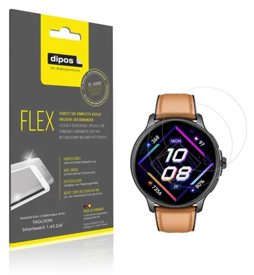 Produktbild von 2x Schutzfolie für TAOLOON Smartwatch 1.43 Zoll Folie, 100% Displayabdeckung, dipos Flex