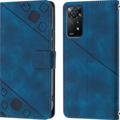 Produktbild von Hülle für Xiaomi Redmi Note 11 Pro 5G/4G Prägung Flip Leder Brieftasche Schutzhülle mit Ständer Blau