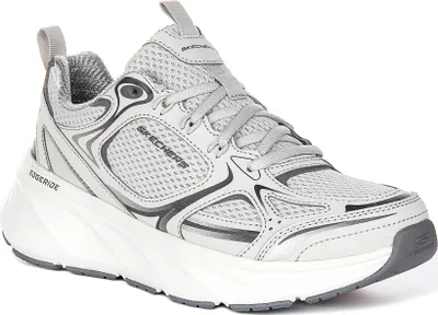 A single gray Skechers sneaker is shown against a white background.