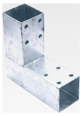 Produktbild von Pfostenecke - 200 x 185 mm 70° - chromfarbig - feuerverzinkt - 2 Hülsen - 1 Stück