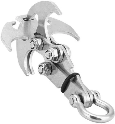 Imagen del producto de Agarre de escalada multifuncional de acero inoxidable. Agarre plegable para escalada. Ideal para actividades al aire libre. Incluye un anillo de goma