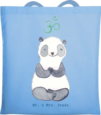 Produktbild von Mr. & Mrs. Panda Shopping Tasche Panda Meditieren - Sky Blue - Geschenk, Einkaufstüte, dokumententasche, Tote Bag, Meditation, Laptoptasche, Meditationskurs, Tragetasche