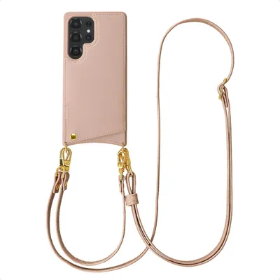 Image de Étui de téléphone Selencia Nova avec cordon et porte-cartes pour Samsung Galaxy S25 Ultra - Rose poudré