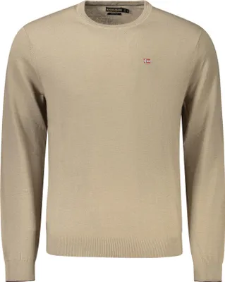 Immagine prodotto di Maglione marrone da uomo: maniche lunghe, scollo rotondo, dettagli in ricamo