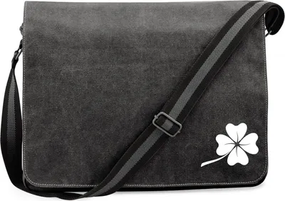 Produktbild von Huuraa Umhängetasche Kleeblatt Silhouette 14 Liter Black Canvas Laptoptasche Geschenkidee