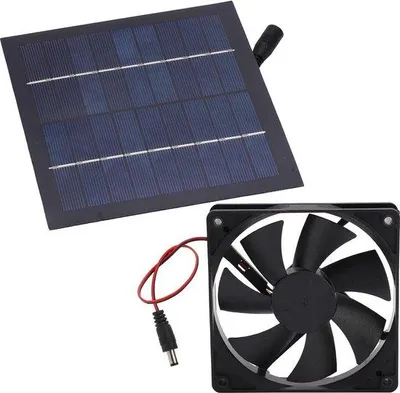 Obrázek produktu pro Solární ventilátor – 20 W monokrystalické solární články – mini odtahový ventilátor – vodotěsný (IP65) – přenosný – domácí spotřebič – pro kuchyně a skleníky.