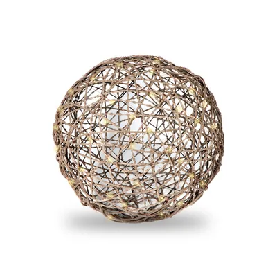Produktbild von Batterie-Rattankugel aus Kunststoff mit warmweißen LED und Timer-Funktion : Ø 40 cm