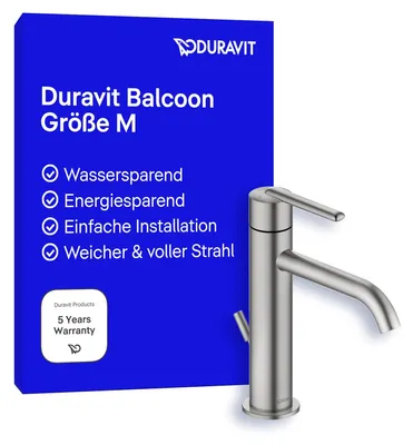 Obrázok produktu pre Duravit Balcoon jednopáková umývadlová batéria M FreshStart a Minusflow, s vyskakovacím výtokom, BA1023001070