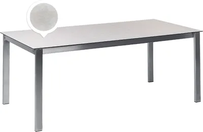 Produktbild von BELIANI Gartentisch Weiß Sicherheitsglas mit Keramik Rechteckig 180 x 90 cm Edelstahlgestell Modern Garten Terrasse Ausstattung Gartenmöbel