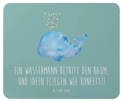 Produktbild von Mr. & Mrs. Panda Mousepad Wassermann Ideenflug - Meeresbrise - Geschenk, mauspad laptop, Kreativität, Tierkreiszeichen, Sternzeichen, Horoskop, Geschenke, mousematte