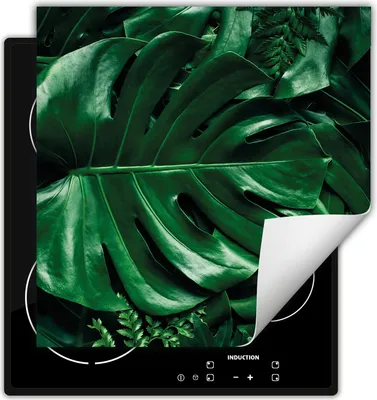 Image de DarHaus Plaque de recouvrement pour cuisinière 50x52 cm Tapis antidérapant Enroulable, vert - fleurs