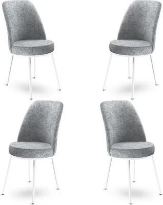Produktbild von Skye Decor, Dexa - Grey, White, Stuhlset (4 Stück), 100 % METALL, Grau, 45 x 42 x 89 cm
