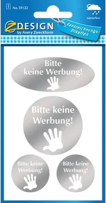 Produktbild von AVERY Zweckform Keine Werbung Etiketten runde Schilder silber (wetterfeste Folie) 4 Aufkleber - ein Bogen