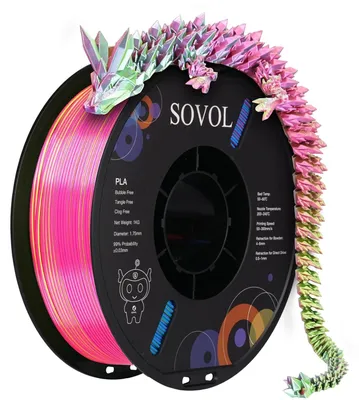 Productafbeelding van Silk PLA Filament 1.75 mm - 3d printer zijden filament 1 kg - 2.2lbs - Zijden roos - Blauw - Geel tri-color co-extrusie pla glanzende gloeidraad +