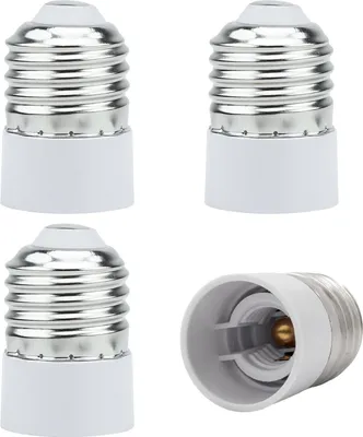 Produktbild von Intirilife E27 auf E14 Lampensockel Adapter in WEISS – 4x Lampenadapter zum Umformatieren von E27 auf E14 – 4er Set Konverter für Lampenfassung für Glühbirnen, LED, Halogen, Energiesparlampen