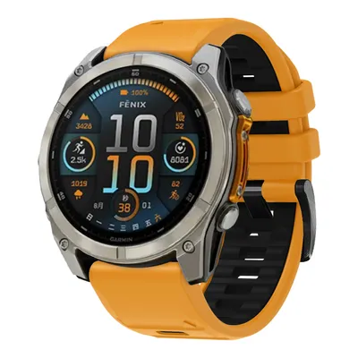 Produktbild von FFO2World Zweifarbiges Silikonband – QuickFit 26mm – Orange/Schwarz – Für Garmin Fenix 3/5X/6X/7X/8 (51mm), Epix Pro Gen 2, Tactix, Enduro