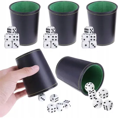 Produktbild von Hengbird Leder Würfelbecher-Set mit 25 Würfeln Schwarz