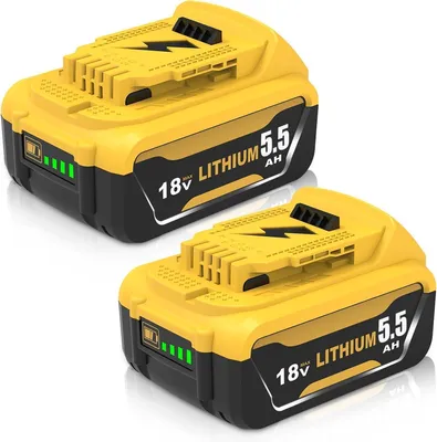 2x 5500 mAh 18 V Ersatzakku, kompatibel mit DCB184, LED-Anzeige