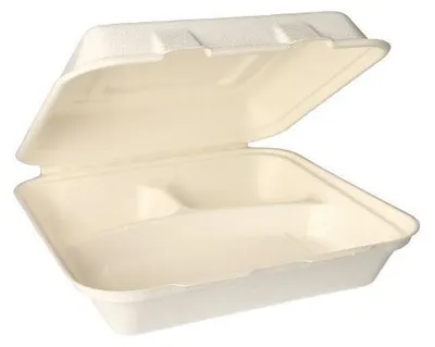 Produktbild von 300 tradingbay24 Menüboxen, Zuckerrohr 3-geteilt 8 cm x 24 cm x 24 cm weiss tbU90272
