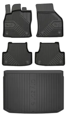 Image de Tapis en caoutchouc + bac de coffre pour Audi A3 Sportback 8V 2013-2020 (hayon, avec roue de secours) – 5 pièces, noirs, sur mesure