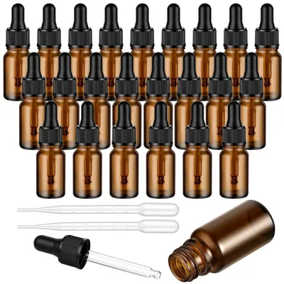 23er-Set braune Glas-Pipettenflaschen 10 ml mit 2 Pipetten