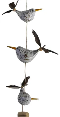 Produktbild von Tokoindah Windspiel Feder-Propeller Möwe Erna (3 Möwen), maritime Hängedeko aus nachhaltigem Pinienholz für Garten, Balkon & Terrasse, wetterfest