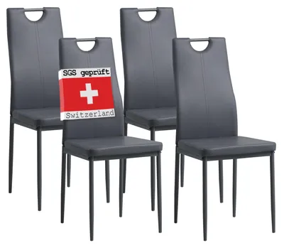 Produktbild von Albatros Esszimmerstühle SALERNO 4er Set, Grau - Edles Italienisches Design, Polsterstuhl Kunstleder-Bezug, Modern und Stilvoll am Esstisch - Küchenstuhl, Stuhl Esszimmer hohe Belastbarkeit