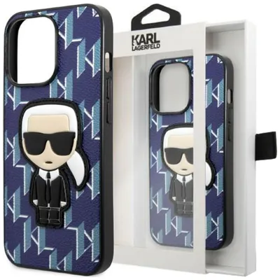Produktbild von Karl Lagerfeld Klhcp13Xpmnikbl Etui Für Iphone 13 Pro Max Hardcase - Blau Monogramm Ikonischen Patch