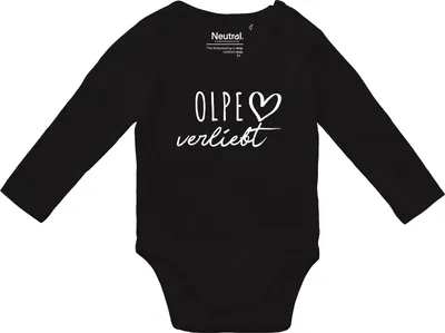 Produktbild von Huuraa Baby Body Olpe verliebt 68 Black  Baumwolle Fairtrade Langarmbody Geschenkidee