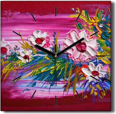 Produktbild von Coloray Hodiny Unikátní 30x30 cm  Tiché hodiny Pro obývací pokoj a kuchyň Nástěnné hodiny Plátno Černé ručičky hodin - Větev květin