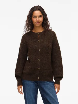Produktbild von VILA Modische Strickjacke Rundhals Knopfleiste Ballonärmel Größe: M