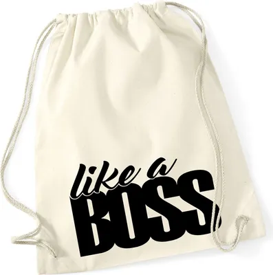 Produktbild von Huuraa Turnbeutel like a Boss Spruch 12 Liter Natural Baumwolle Rucksack Geschenkidee