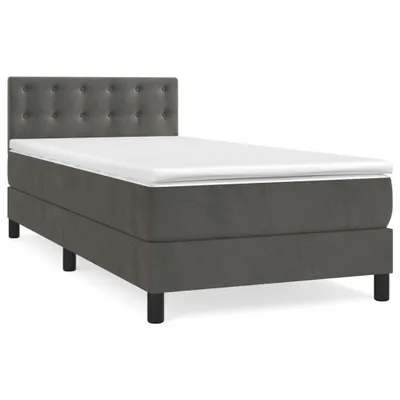 Obrázek produktu pro vidaXL Postel Boxspring s matrací Dark Grey 90x190 cm Velvet
