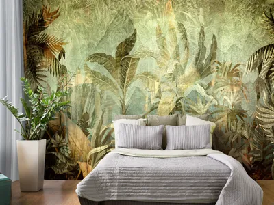 Produktbild von Vlies Fototapete tropische Blätter 400x280 cm Tapeten Wandtapete XXL Dschungel Natur wie gemalt b-C-10209-a-a