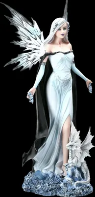 Produktbild von Elfen Figur - Winterkönigin mit Drache - Jahreszeiten Fee