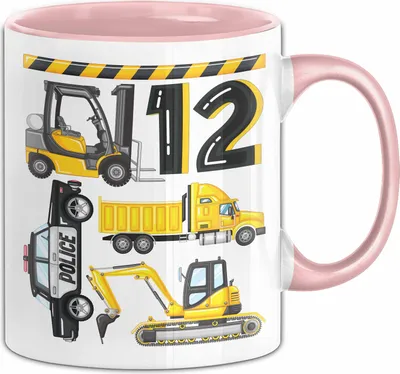 Produktbild von 12. Geburtstag Geschenk Tasse Becher Jungen Jungs Baustelle Polizei Geburtstagsgeschenk 12 (Rosa)