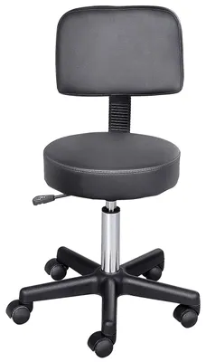 Produktbild von Rollhocker Höhenverstellbar Rückenlehne Drehhocker 72-84 cm 360° Bürohocker
