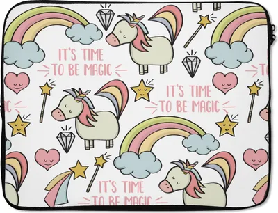 Produktbild von MuchoWow® Laptop Hülle 15 Zoll Regenbogen - Einhorn - Diamant - Zitate - Muster Laptoptasche - Laptoptasche - Sleeve - Rundum-Schutz