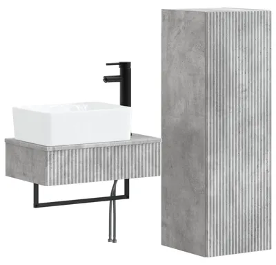 Produktbild von Badezimmermöbel-Set 2 stk. Betongrau 33 x 34,5 x 100 cm