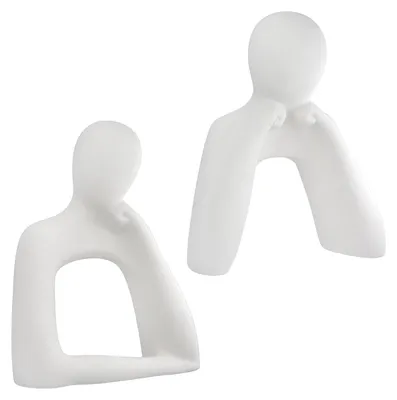Obrázek produktu pro Sada Gilde, 2 díly, soška, postava, "Think", keramika, bílá, balení 2 kusy, délka 7,5 cm, šířka 17,5 cm, výška 20 cm, kód: 55557, EAN: 4063387555576