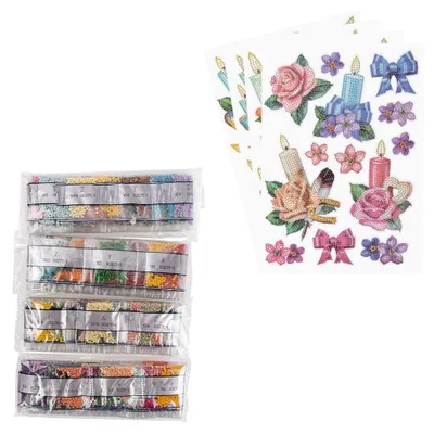 Produktbild von Ideen mit Herz Diamond Painting Sticker | 4 Bogen in DIN A4 | Aufkleber einzeln abziehbar | inkl. Schmucksteine (Kerzen Glückwünsche)