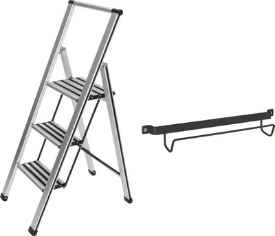 Produktbild von WENKO Alu Klapp Tritt Leiter Haushalt 3-stufig Anti Rutsch Halter Design