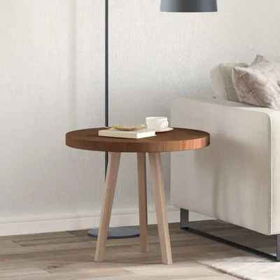 Zdjęcie produktu dla Maison Exclusive - Blat stołu, średnica 60 cm, grubość 4 cm, okrągły, lite drewno dębowe, ciemnobrązowy