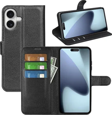 Obrázok produktu pre Pre Apple iPhone 17 Leatherette Book Wallet Mobile Phone Case Black