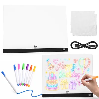 LED-Zeichenbrett mit 7-Farben-Stift, 35 x 26 cm, Acryl