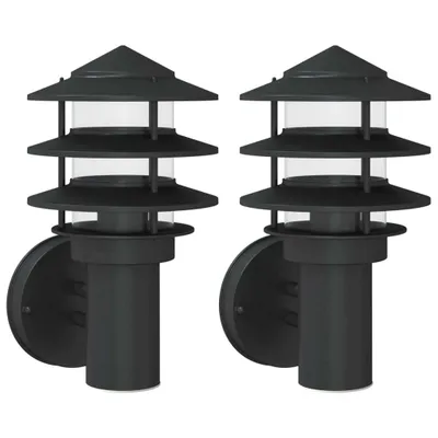 Produktbild von vidaXL Außenwandleuchten 2 Stk. Schwarz Edelstahl