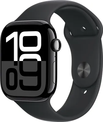 Produktbild von Apple Watch Series 10 GPS 46mm Aluminium Schwarz mit schwarzem Sportband M/L