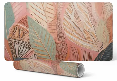 Produktbild von Rutschfeste Schreibtischunterlage mit abstraktem Blattmuster, 120 x 60 cm