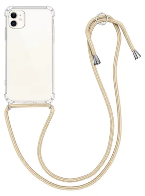 Produktbild von kwmobile Necklace Case kompatibel mit Apple iPhone 11 Hülle - Silikon Cover mit Handykette - Band Handyhülle Transparent Gold