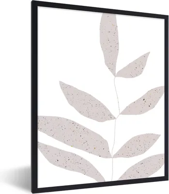Produktbild von MuchoWow® Gerahmtes Poster Blätter - Design - Pastell 60x80 cm - Poster mit Schwarzem Bilderrahmen Wandposter Rahmen Foto Bilder - Premium - Wanddeko Wohnzimmer